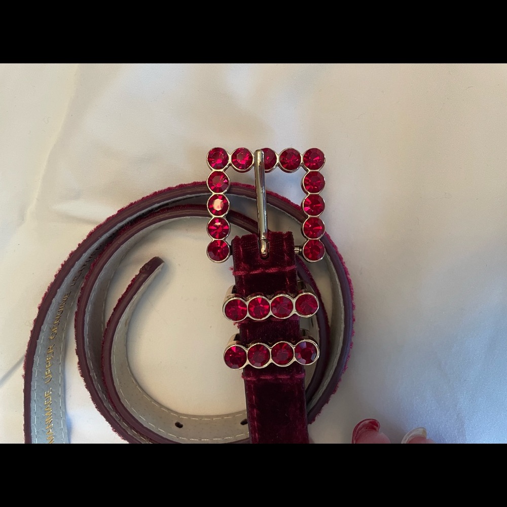 WHBM belt. Hot pink velour /leather belt with some “bling”!